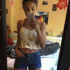 Lemon printed crop top